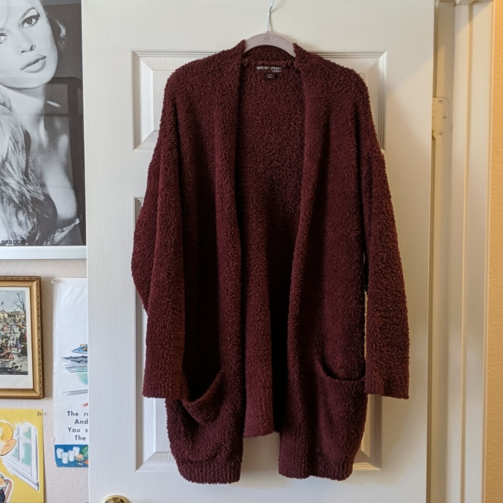 Barefoot Dreams Wine Red Cozy Cardigan Sweater